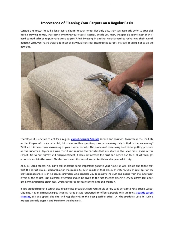 Importance of Cleaning Your Carpets on a Regular Basis