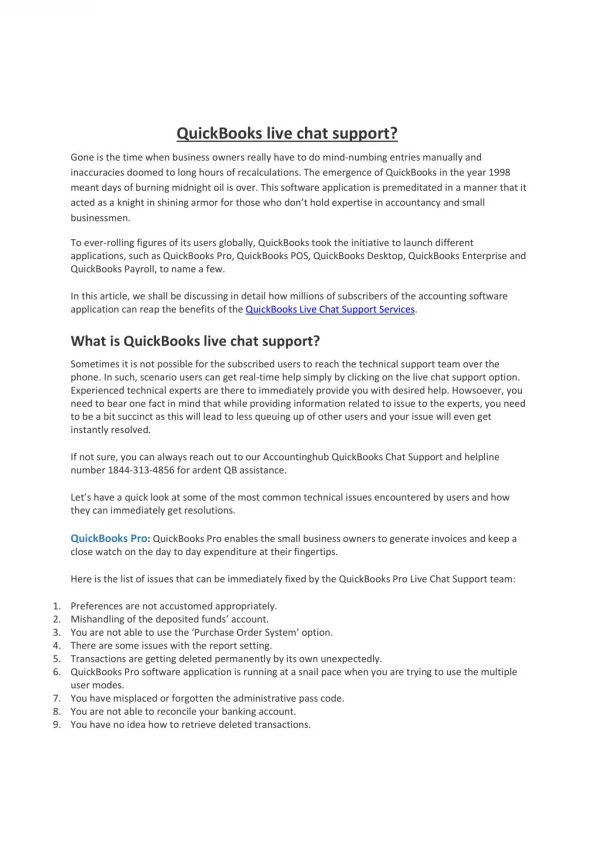 QuickBooks live chat support?