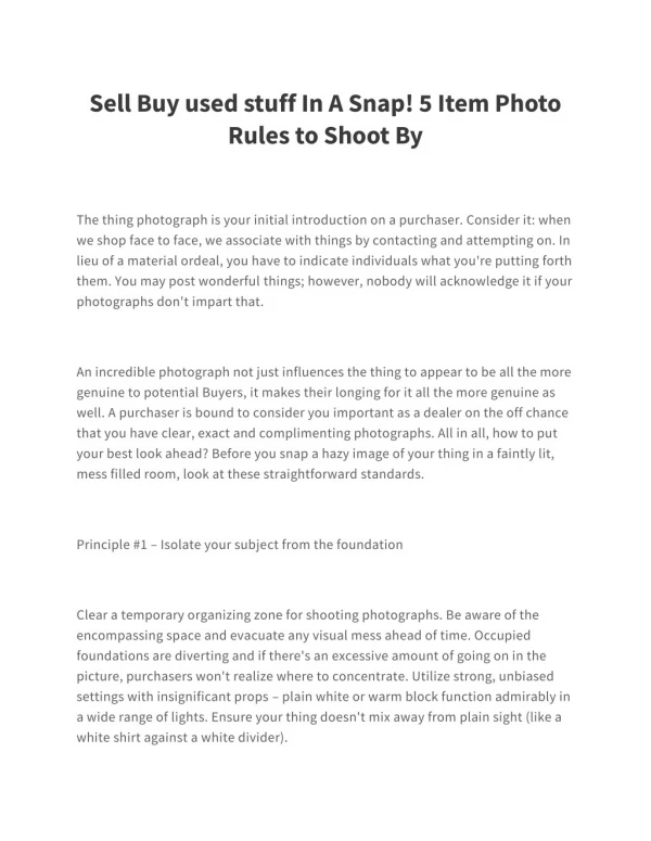 Sell Buy used stuff In A Snap! 5 Item Photo Rules to Shoot By