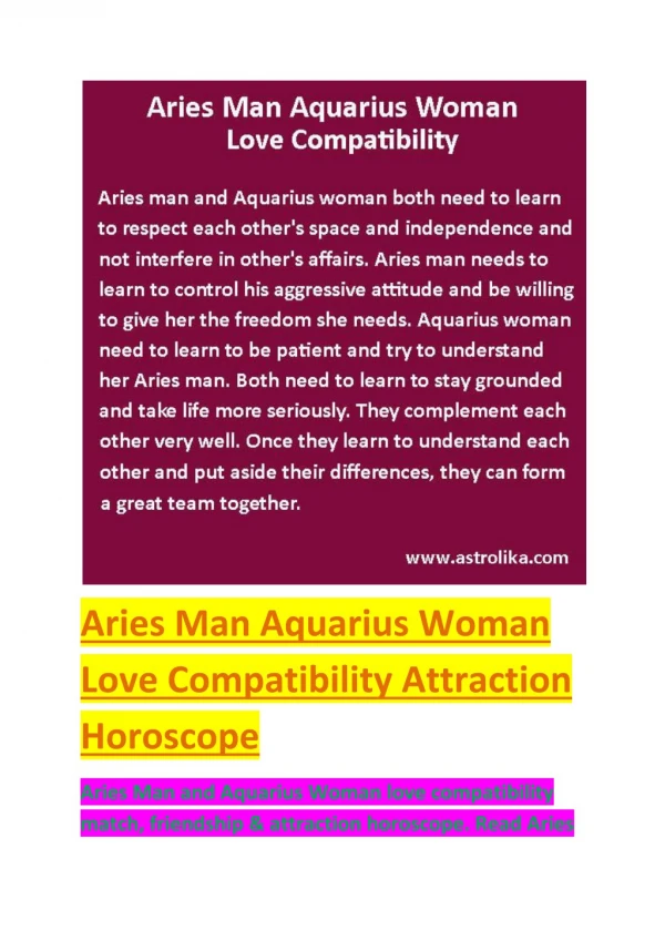 Aries Man Pisces Woman Love Compatibility Attraction Horoscope