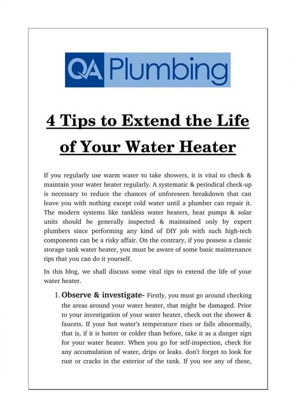 4 Tips to Extend the Life of Your Water Heater