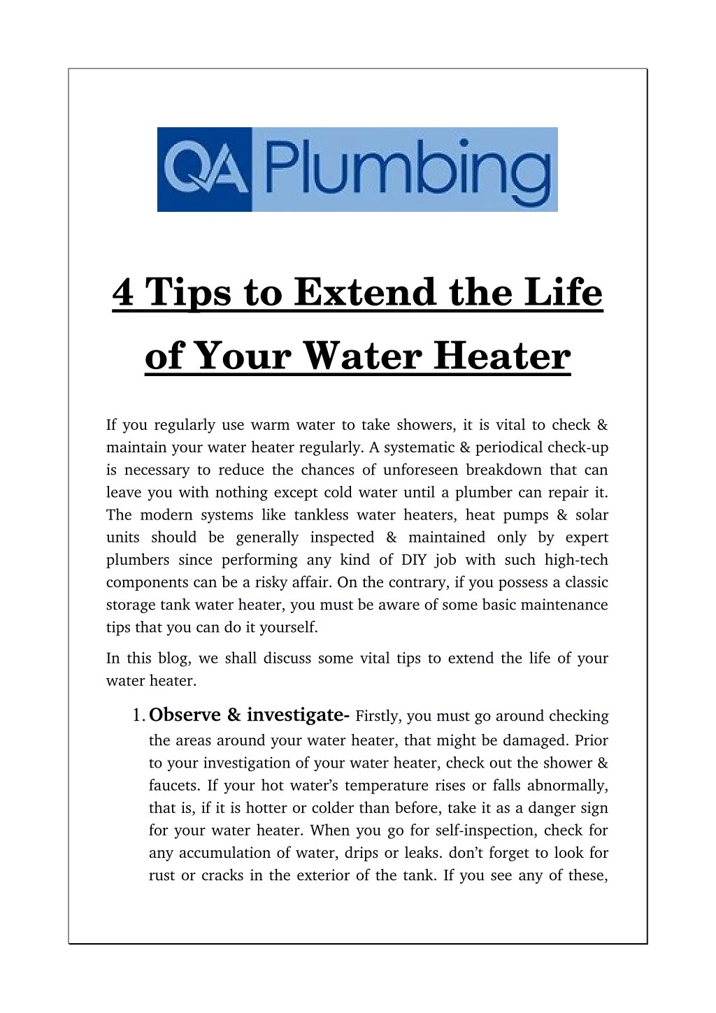 4 tips to extend the life of your water heater