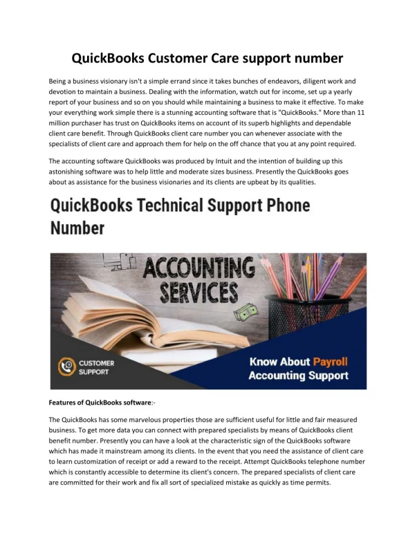 QuickBooks Tech Support Phone number