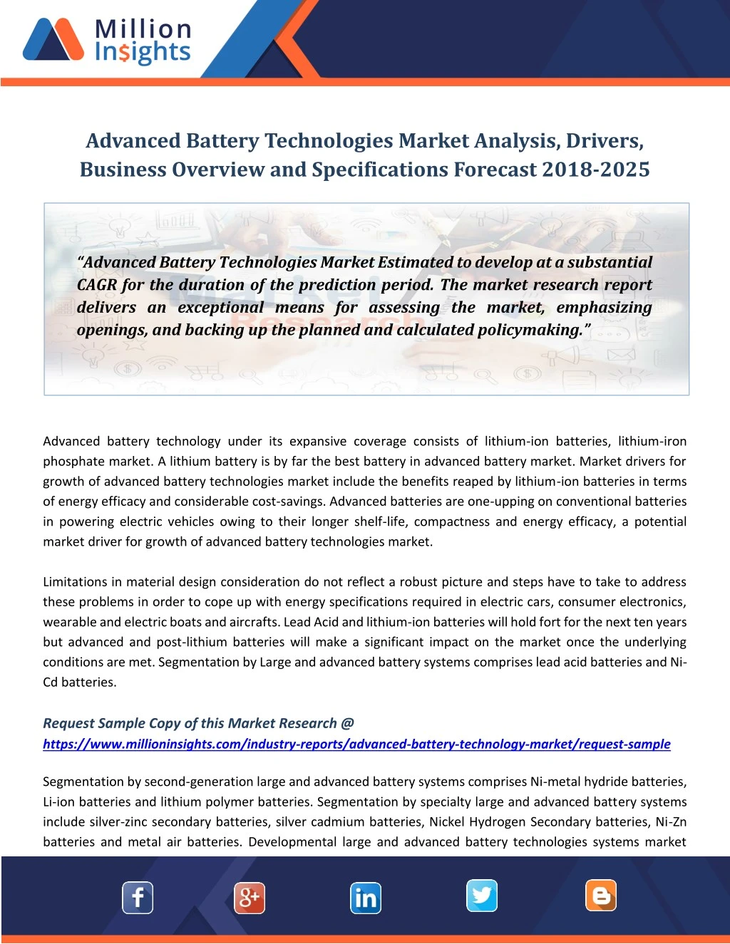 advanced battery technologies market analysis