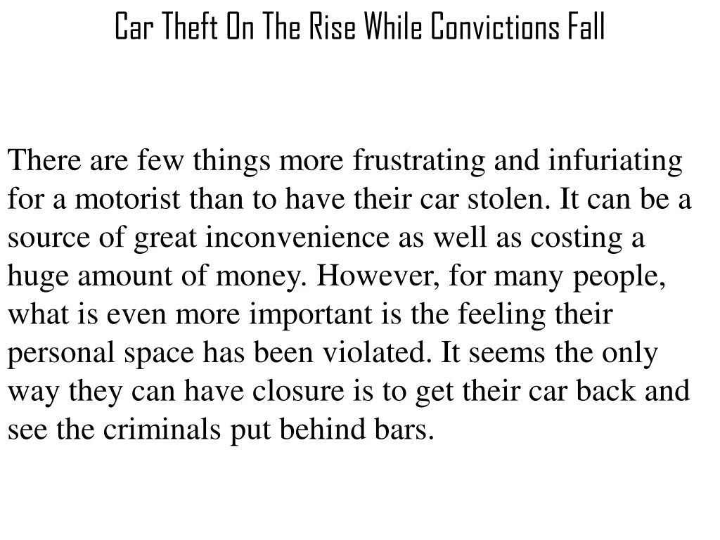 car theft on the rise while convictions fall