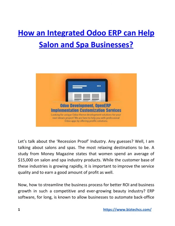 How an Integrated Odoo ERP can Help Salon and Spa Businesses?
