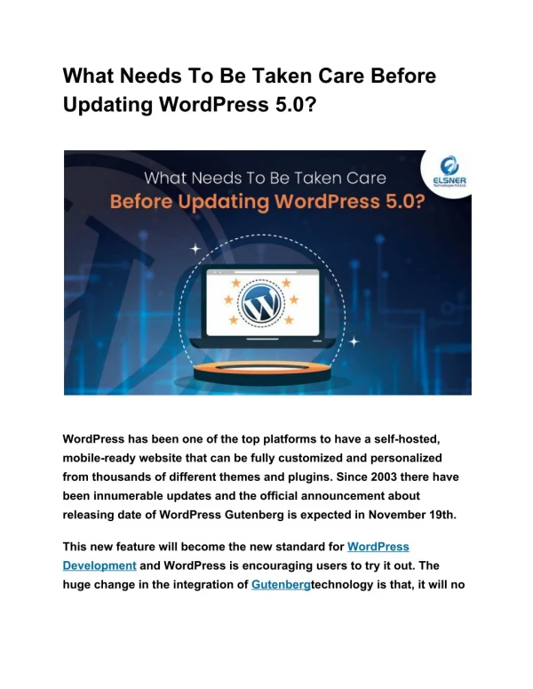 What Needs To Be Taken Care Before Updating WordPress 5.0?