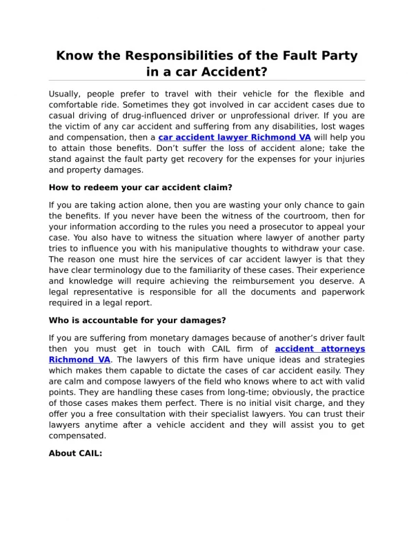 Know the Responsibilities of the Fault Party in a car Accident?