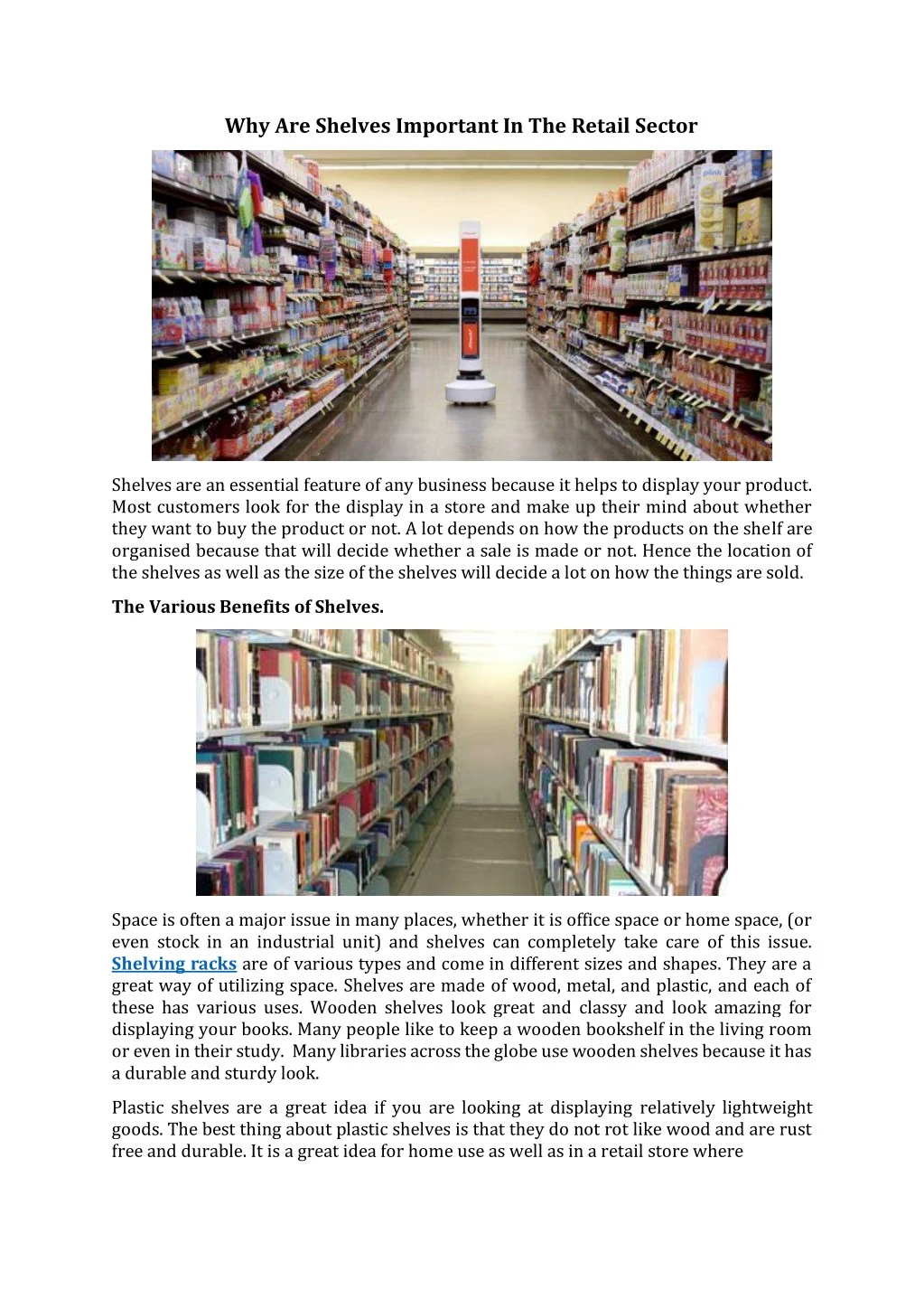 why are shelves important in the retail sector