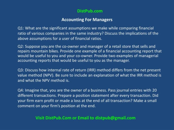 Annamalai Study Material by DistPub – Accounting For Managers