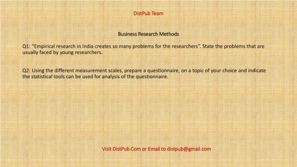 Annamalai Study Material by DistPub – Business Research Methods