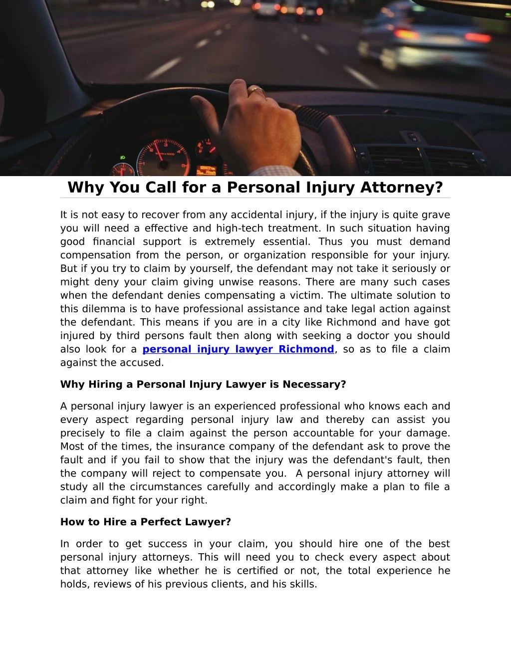 why you call for a personal injury attorney