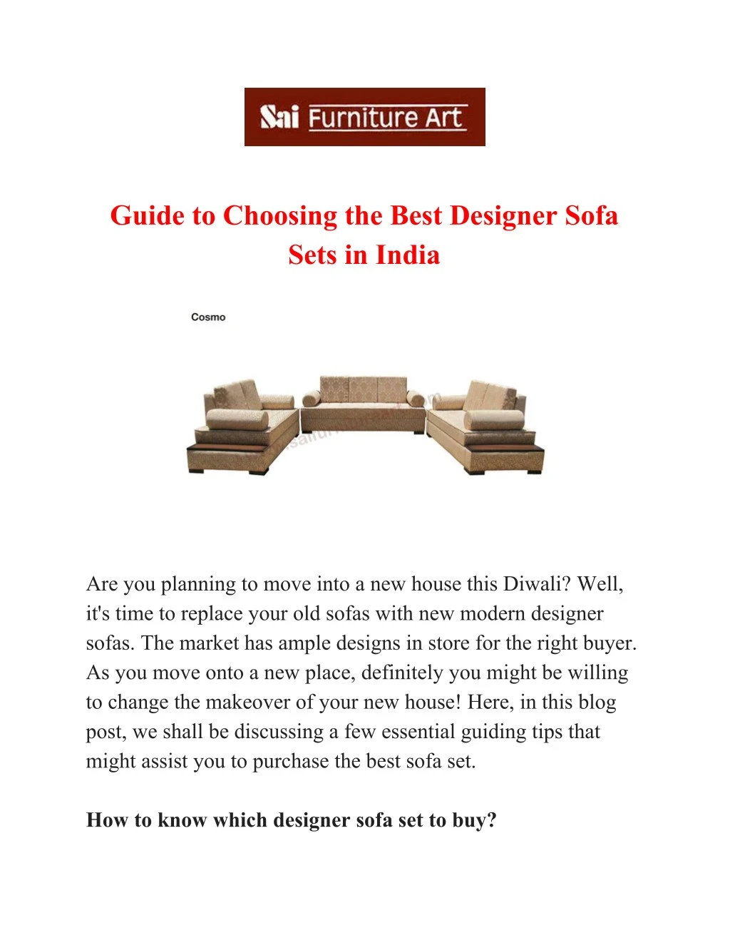 guide to choosing the best designer sofa sets