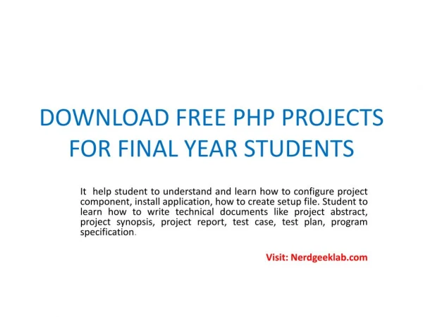 DOWNLOAD FREE PHP PROJECTS FOR FINAL YEAR STUDENTS