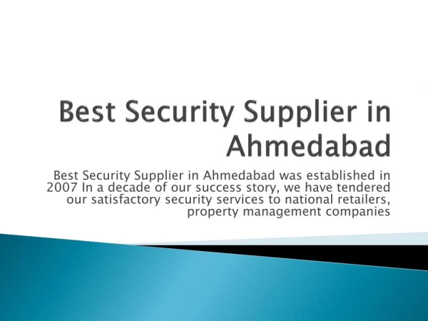 Best Security Supplier in Ahmedabad