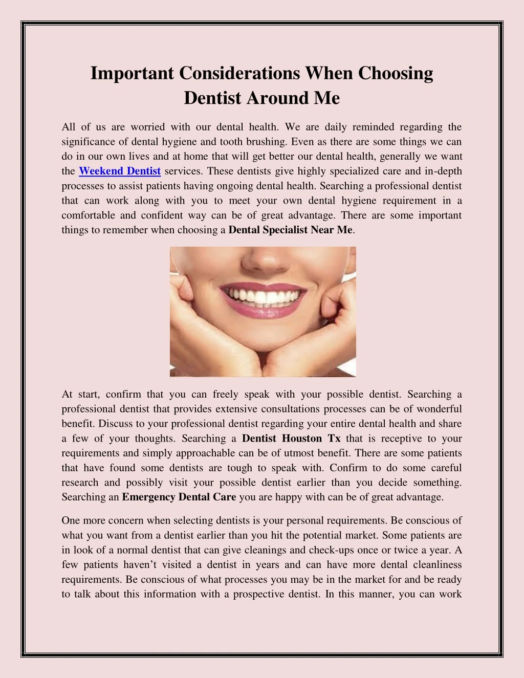 important considerations when choosing dentist