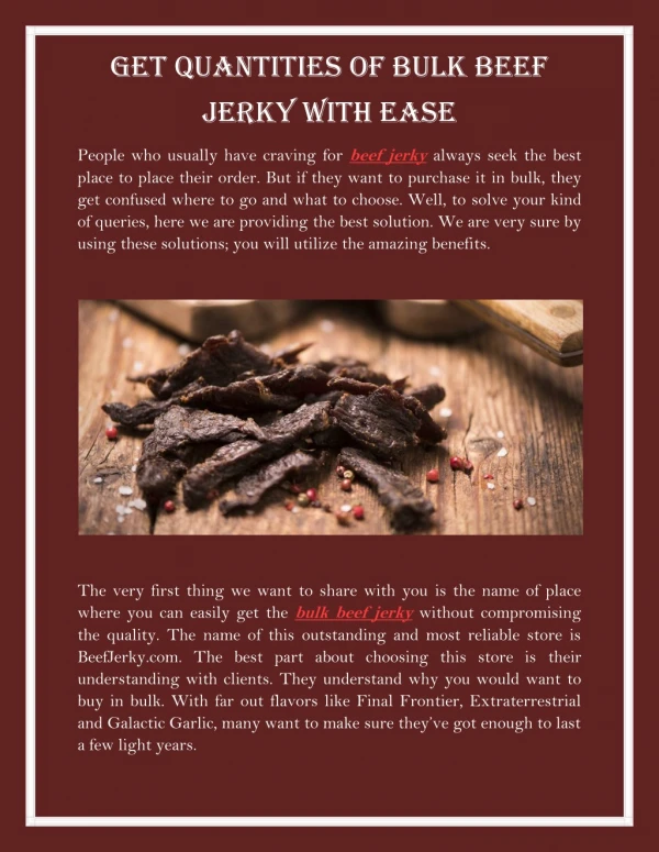 Get Quantities Of Bulk Beef Jerky With Ease