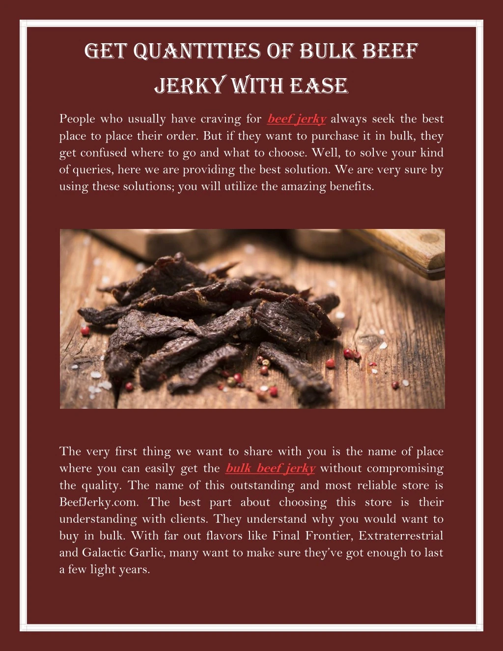 get quantities of bulk beef jerky with ease