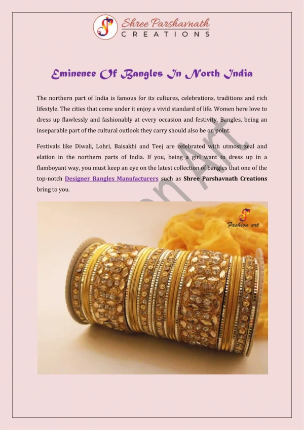 Eminence Of Bangles In North India