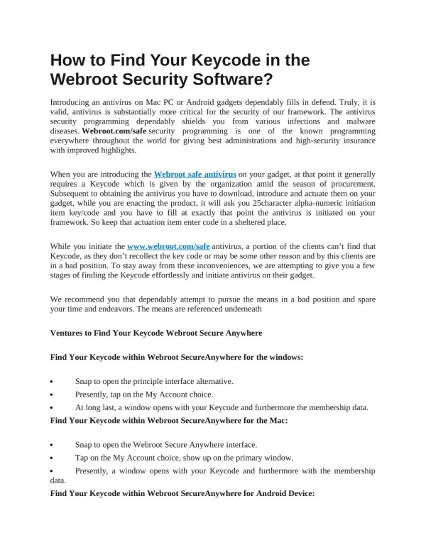 Webroot SecureAnywhere Antivirus | Webroot.com/safe
