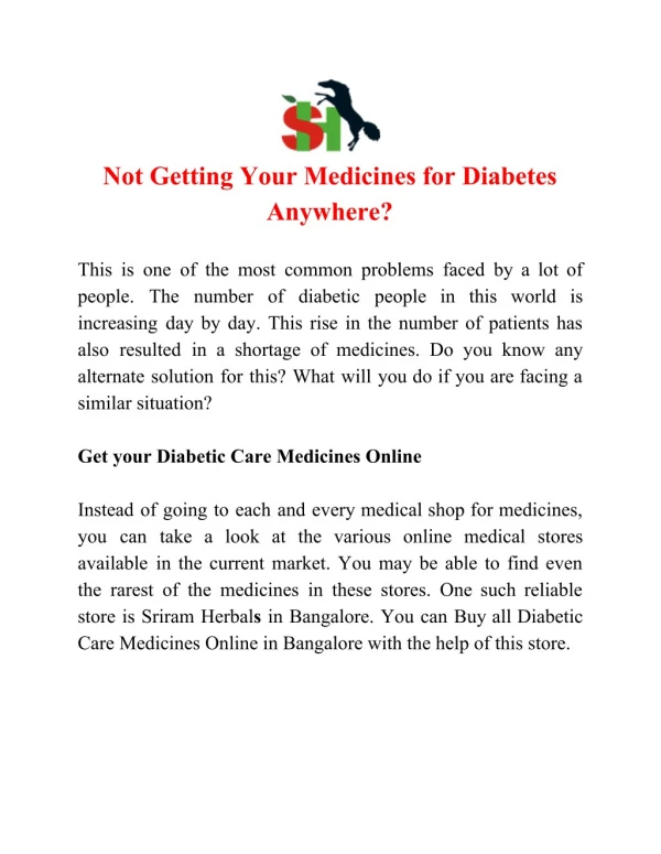 Not Getting Your Medicines for Diabetes Anywhere?