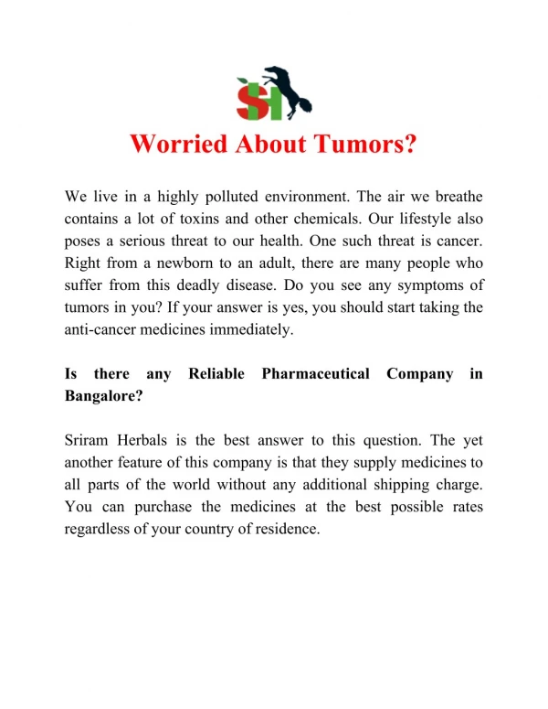 Worried About Tumors?
