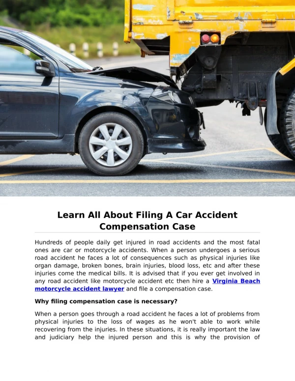 Learn All About Filing A Car Accident Compensation Case