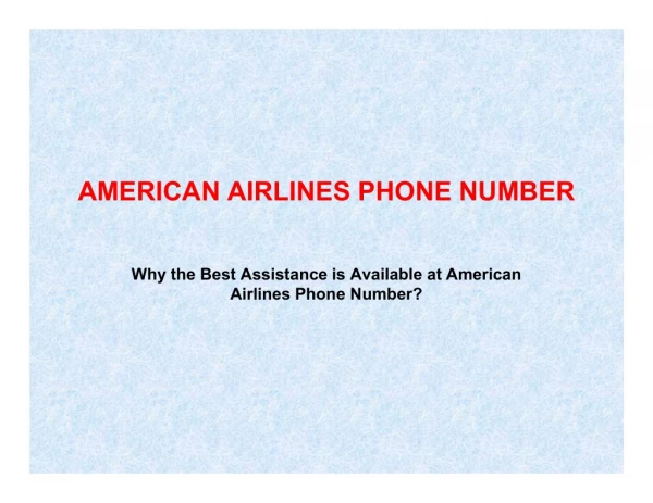 American Airlines Phone Number is a Customer Service Helpline