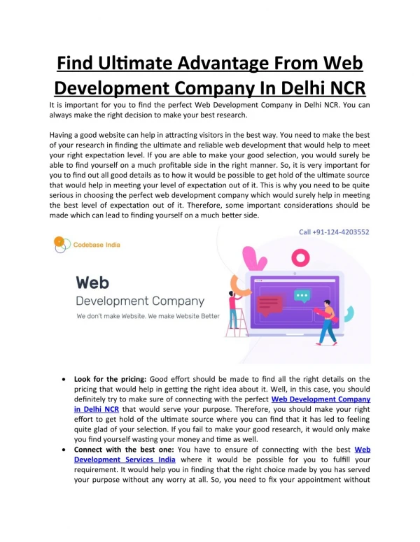 Find Ultimate Advantage From Web Development Company In Delhi NCR