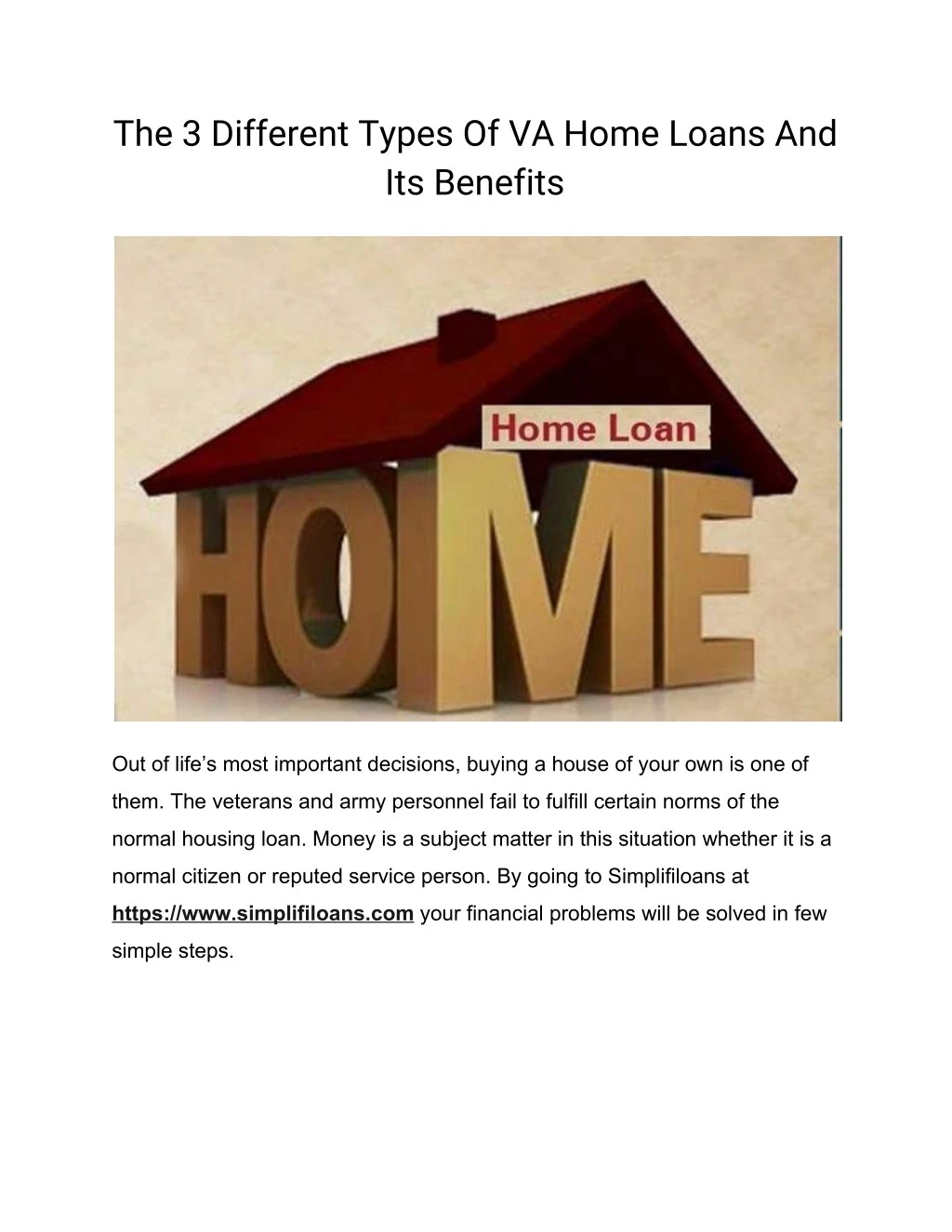 the 3 different types of va home loans
