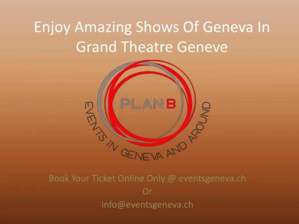 Agenda Geneve & Weekend Geneve - PlanB