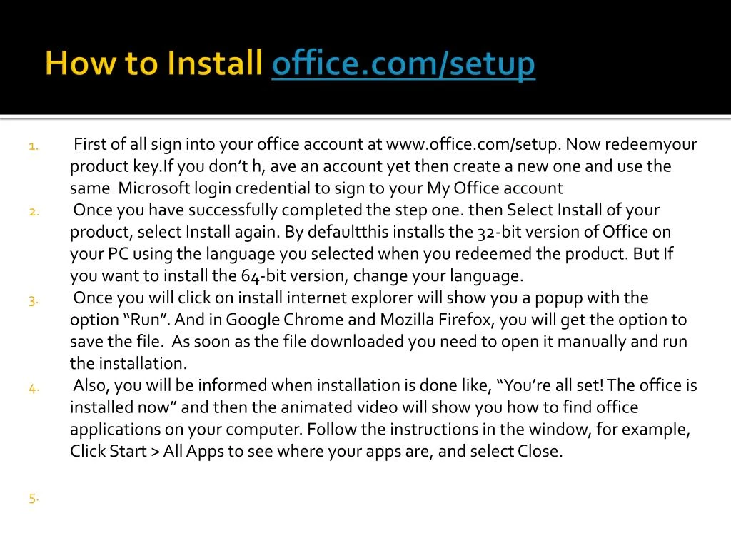 how to install office com setup