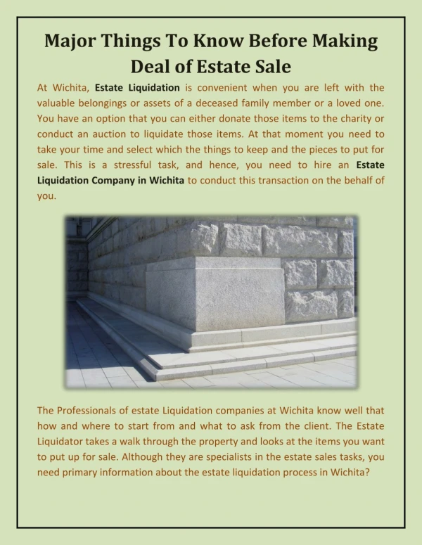 Major Things To Know Before Making Deal of Estate Sale!