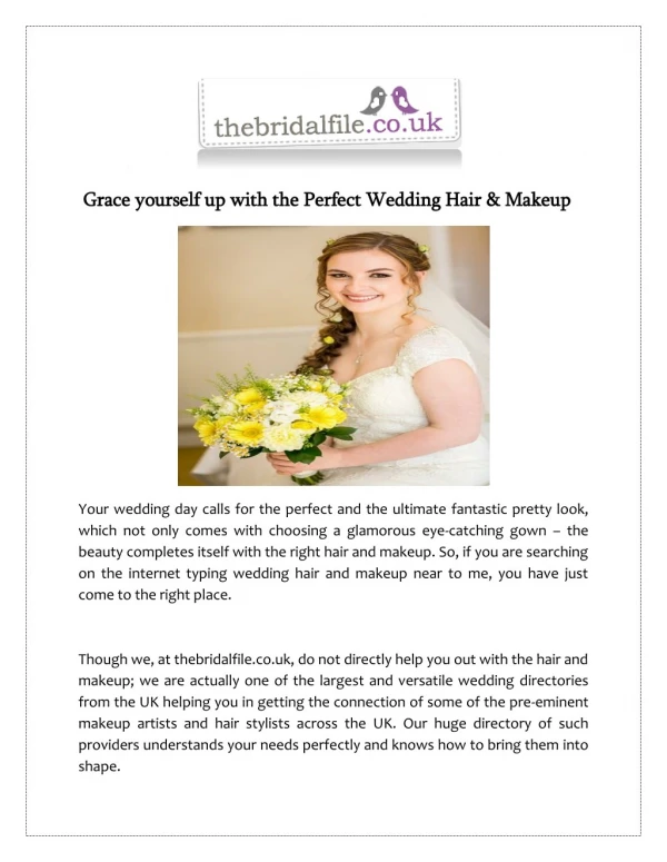 Grace yourself up with the Perfect Wedding Hair & Makeup