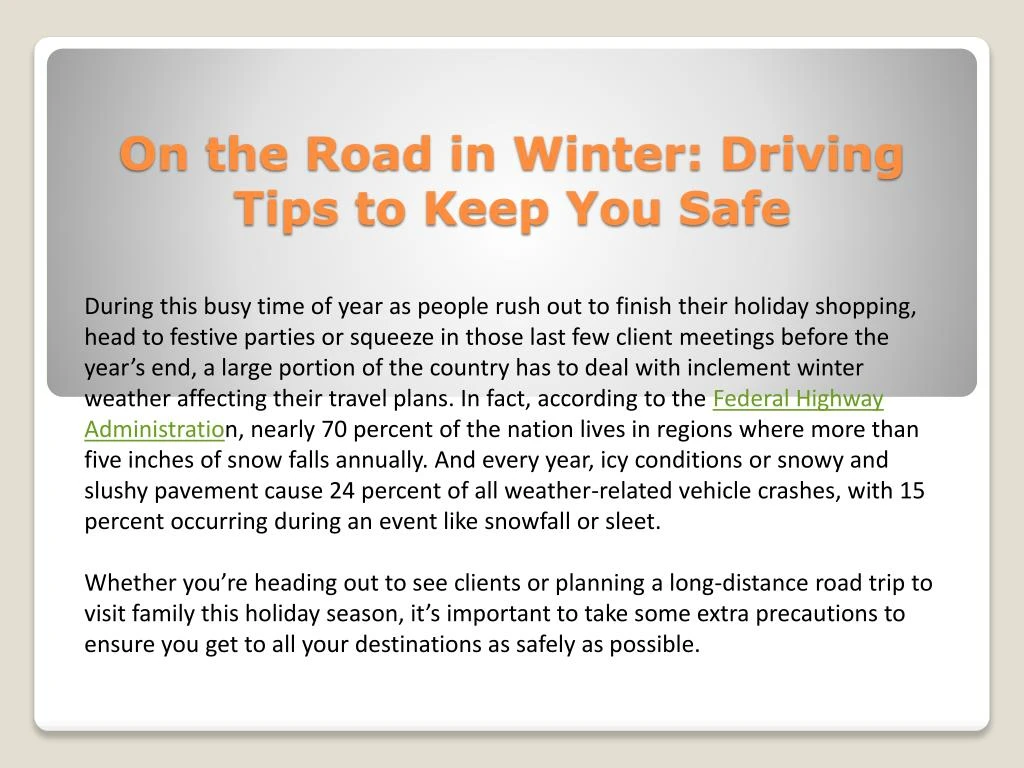 on the road in winter driving tips to keep you safe
