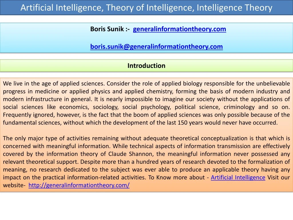 artificial intelligence theory of intelligence