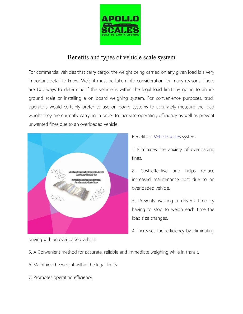 benefits and types of vehicle scale system