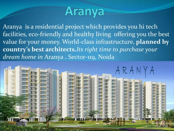2,3,4BHK Aranya Apartments In Noida,At Reasonable