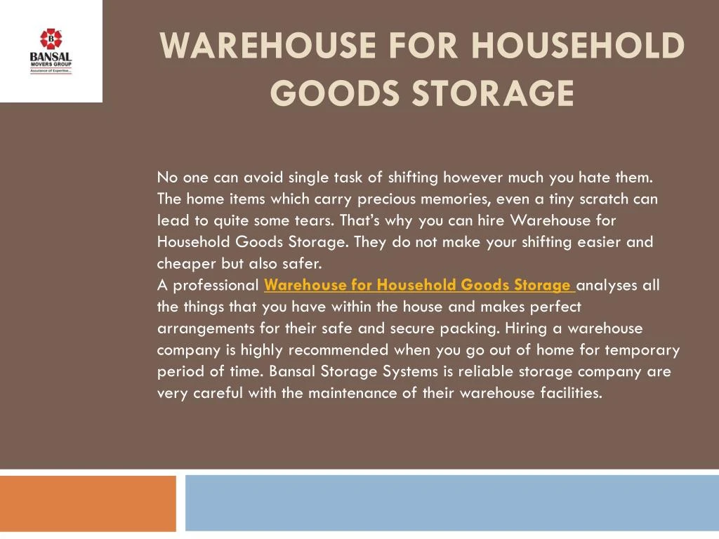 warehouse for household goods storage