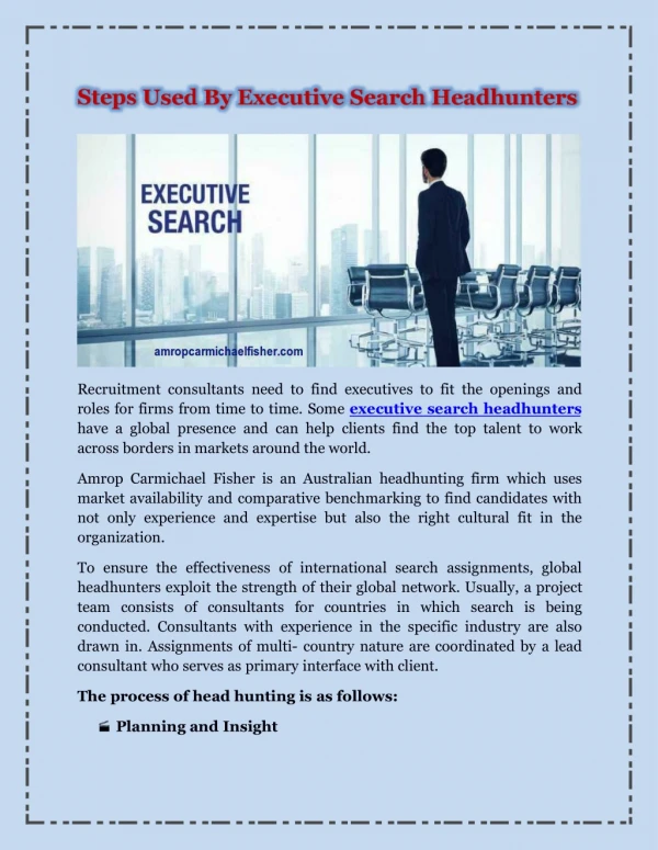 Steps Used By Executive Search Headhunters