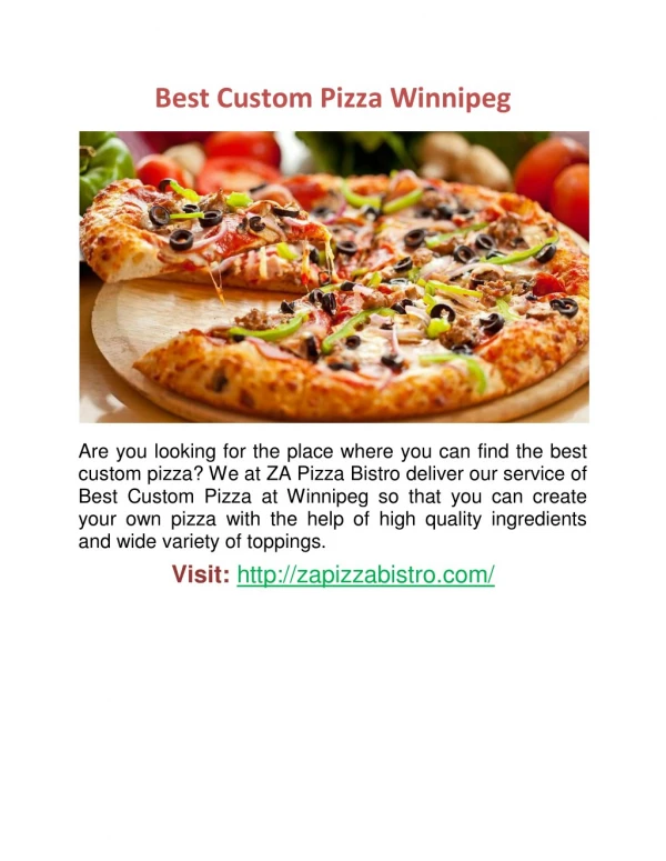 Find the Best Custom Pizza at Winnipeg