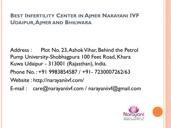 Best Infertility Center in Ajmer Narayani IVF Udaipur, Ajmer and Bhilwara