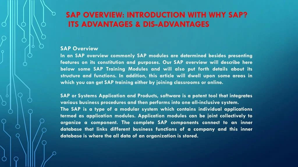sap overview introduction with why sap its advantages dis advantages