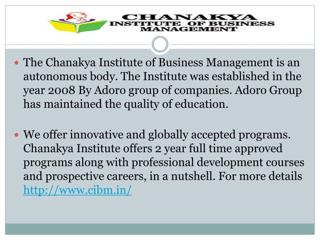 the chanakya institute of business management