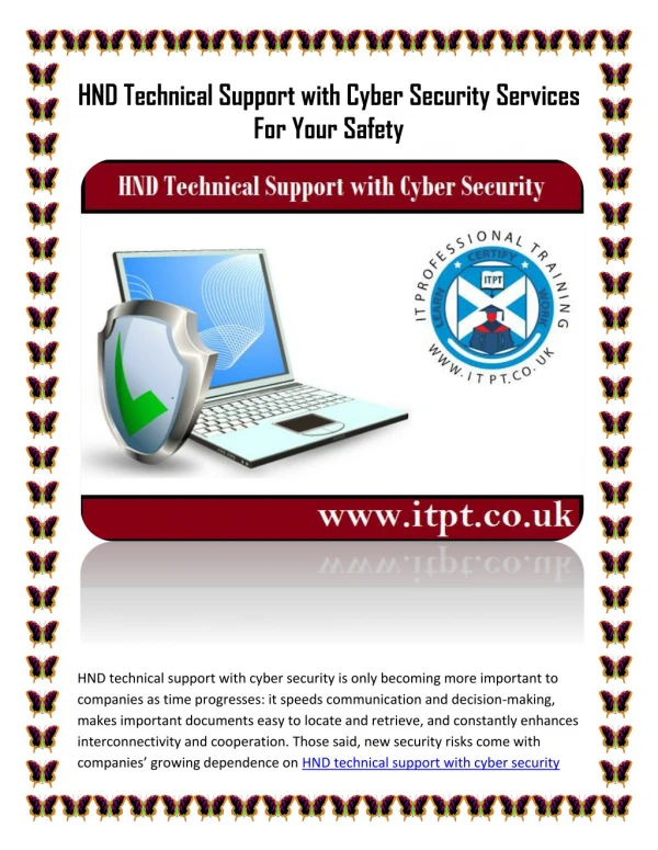 HND Technical Support with Cyber Security Services for Your Safety