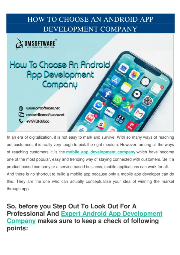 How To Choose An Android App Development Company
