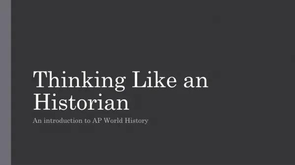 Thinking Like an Historian