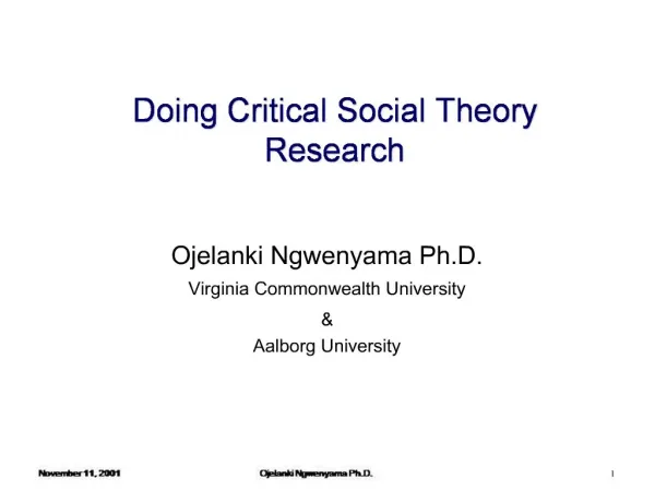 Doing Critical Social Theory Research