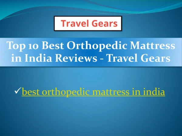 best orthopedic mattress in india