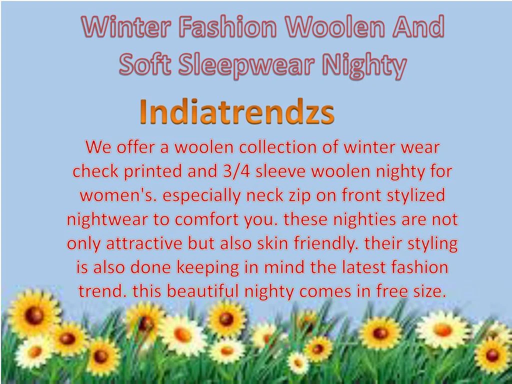 winter fashion woolen and soft sleepwear nighty